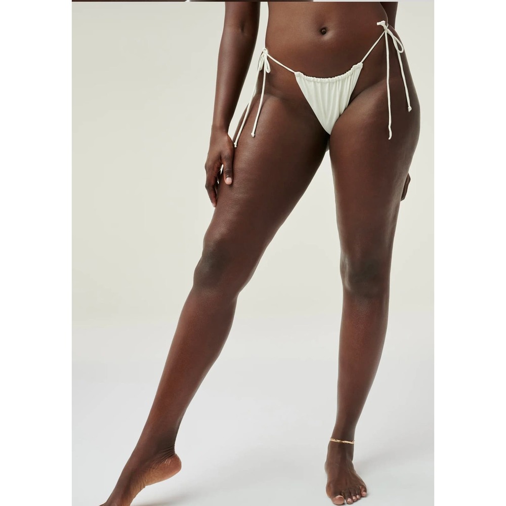 NWT Good American Tiny Ties Bikini Bottom in Ivory size 2 Med